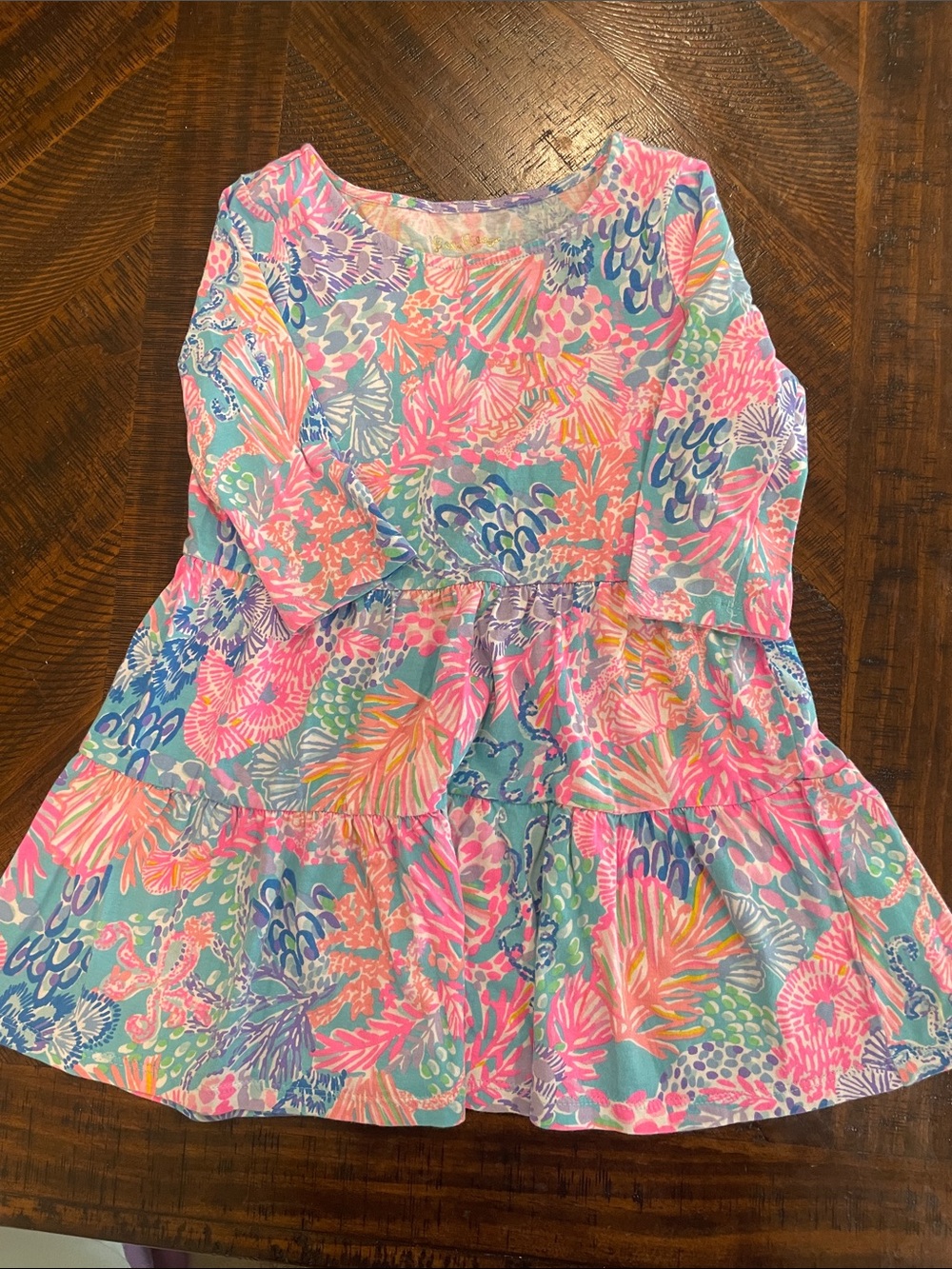Lilly Pulitzer Girls Multi-Color Floral Ruffle Dress - Pink, Blue, Green